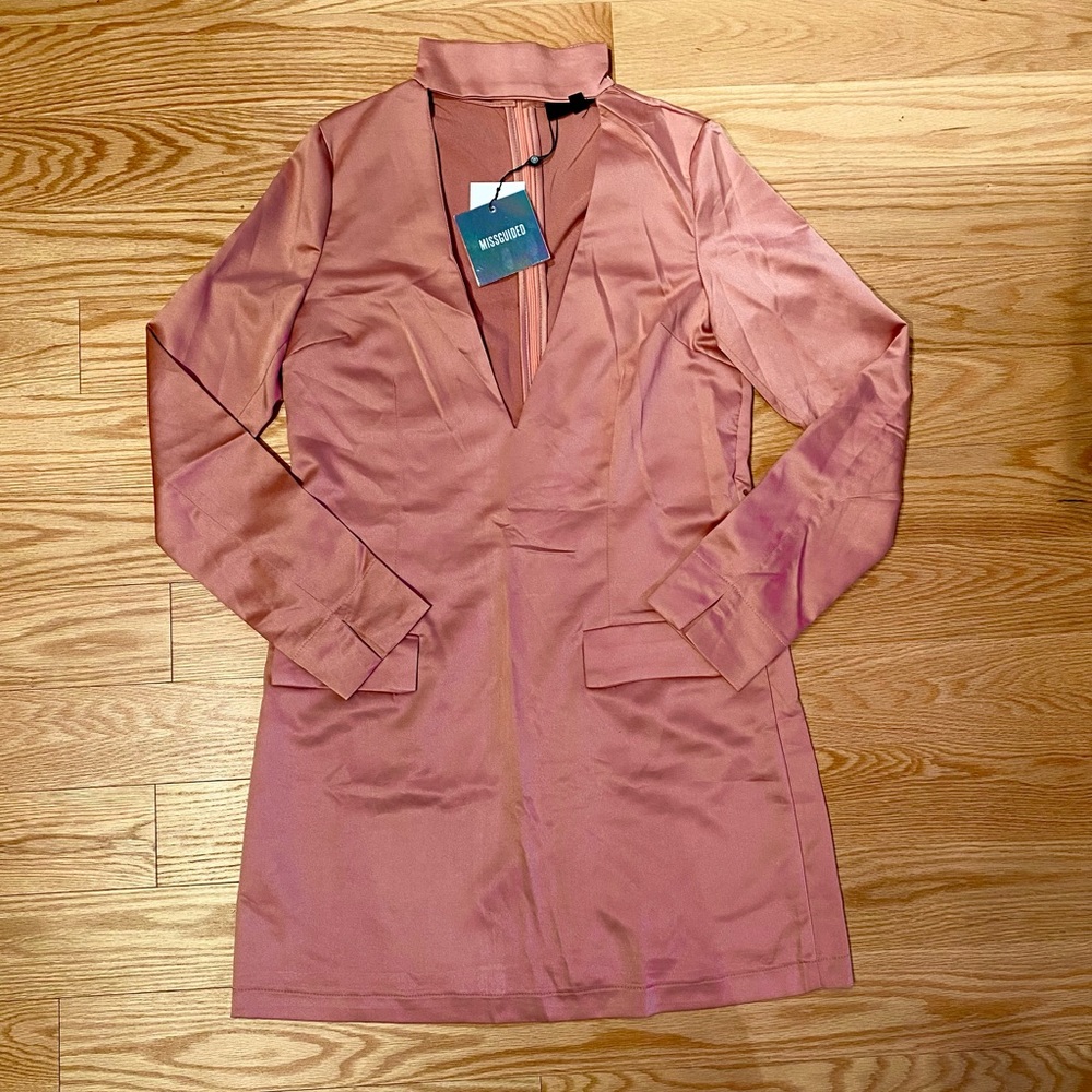 Missguided Satin Pink Blazer Dress. New with tags